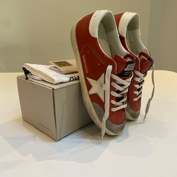 Golden Goose Superstar Penstar Sneaker Orange Leather/White/Ice sz 38 New in Box - Picture 11 of 12